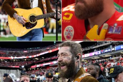 Under the bright lights of Super Bowl LVII, Post Malone took center stage and delivered a breathtaking, heartfelt rendition of America the Beautiful that instantly became a defining moment of the night. With just his warm, raspy vocals and an acoustic guitar, he captivated the massive stadium, proving that true artistry lies in authenticity and raw emotion. His voice carried a depth that felt both intimate and powerful, effortlessly gliding through the melody without the need for excessive dramatics—just pure, soul-baring sincerity.
