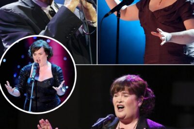On New Year’s Eve, Susan Boyle delivered a captivating live performance of Leonard Cohen’s Hallelujah, her angelic vocals mesmerizing the crowd. Just as the audience was lost in the beauty of her voice, an unexpected harmony emerged—a surprise duet partner stepping into the spotlight. Gasps filled the air, followed by thunderous applause as their voices intertwined in perfect unity, sending chills through the captivated audience. As the final note lingered, the entire crowd rose to their feet, eyes glistening, erupting into a standing ovation that seemed to last forever.
