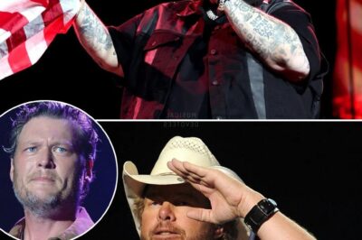 Jelly Roll stepped onto the Stagecoach Festival stage, the crowd buzzing with anticipation, and delivered a tribute that no one saw coming. As the first notes of “Should’ve Been A Cowboy” echoed through the air, his voice, thick with raw emotion, filled the night. The song wasn’t just a cover—it was a heartfelt salute to the late Toby Keith, each word drenched in reverence and pain. By the time the final note faded, the entire crowd was silent, the weight of the moment settling over them. Among them, Blake Shelton wiped away tears, visibly moved by the sheer power of the performance.