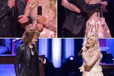 Reba was already bringing the house down at the Grand Ole Opry, but when Dolly Parton and Carrie Underwood showed up for a surprise celebration and Carrie joined her for a jaw-dropping duet of “Does He Love You”, the crowd completely lost it.