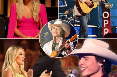 In a breathtaking Opry debut, John Foster honored Carrie Underwood with a soul-stirring rendition of “How Great Thou Art”—leaving the country superstar in tears as she watched from the front row. The emotional moment, captured on camera, signaled a rare passing of the torch between icons old and new. What did Carrie say afterward, and how did the crowd react? Don’t miss this unforgettable night!