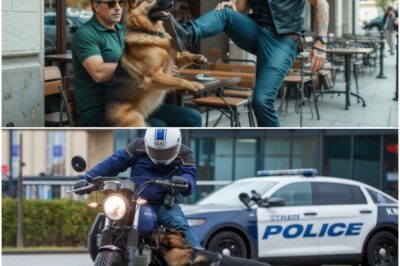 MOTORCYCLIST KICKS BLIND MAN’S GERMAN SHEPHERD, UNAWARE THE DOG IS A TRAINED K9 OFFICER.