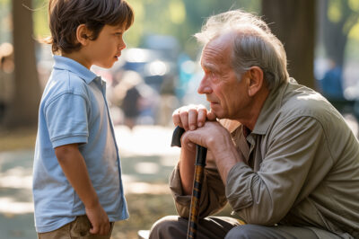 Dad, there’s an old grandpa sitting there, he’s crying—he’s thirsty. Can we buy him some water, and maybe a pancake too?!” the boy pleaded with his father.