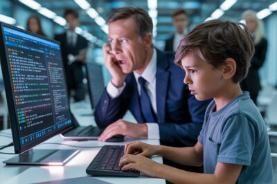 CEO Panics When the System Crashes — Then a Janitor’s Kid Walks In and Shocks Everyone