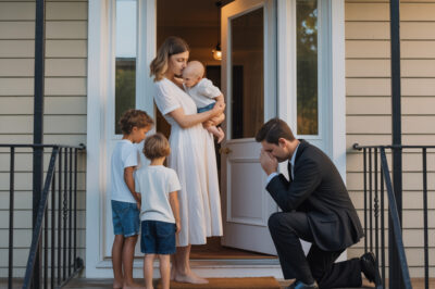 After eleven years of marriage and four children, my husband’s affection had soured into cruelty. He never missed a chance to belittle my appearance, insisting I had “let myself go.” One evening, he came home, gave me a withering look from head to toe, and declared he was leaving. “I’m still young,” he said icily. “I can’t stay chained to someone who looks like… this.” With that, he grabbed a bag and walked out on me and our four children. Yet only days later, karma struck hard—driving him back to my doorstep, begging on his knees.