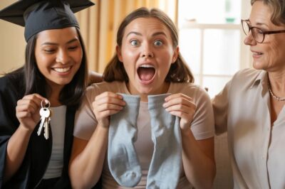 “My sister and I graduated on the same day—I earned first place, and she got fifth. Excited, I rushed home to tell our parents. Mom smiled, handed my sister the keys to a $75,400 Porsche, then tossed me a pair of dollar-store socks and said, ‘Thought you could use these.’ I stayed silent. The next morning, a knock at the door left them frozen in shock…”