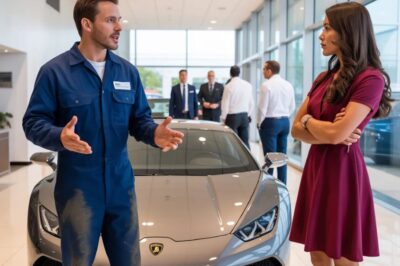 The showroom laughed when the “greasy mechanic” asked for a test drive. The saleswoman sneered, “Step away—if you scratch it, you couldn’t afford the repair.” The manager pointed to the door: “We only serve high-end clients. Leave.” Mike Carter didn’t blink—he just whispered, “Thank you. That’s enough.” Three days later, a black Maybach arrived… and the staff went white when they saw who stepped out. What happened next changed everything.