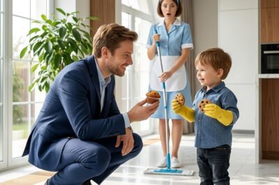 Everyone was afraid to look the millionaire in the eye… until the cleaning lady’s daughter entered his office with a cookie and a secret that changed everything.