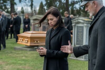 At my mother’s funeral, the gravedigger called me over and quietly said, ‘Ma’am, your mom paid me to bury an empty coffin.’ I replied, ‘Stop fooling around.’ He silently placed a key in my hand and whispered, ‘Don’t go home. Go to Unit 16 — right now.’ At that moment, my phone vibrated. A message from Mom popped up: ‘Come home alone.’ When I reached Unit 16, I found…