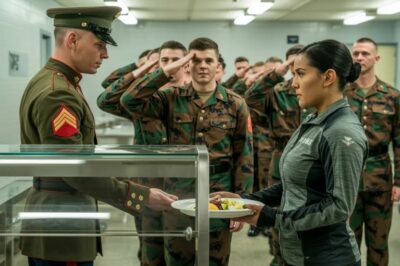 “Put your hands on me again, Sergeant, and you’ll regret it.” — The Marine Who Humiliated a Woman in the Chow Line Froze When the Entire Base Saluted Her Moments Later